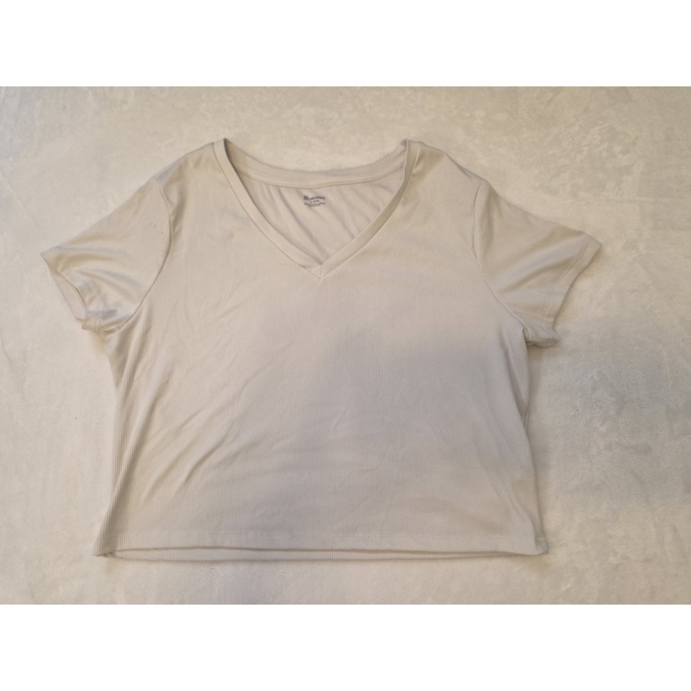 No Boundaries Girls XL (16-18) White Ribbed crop topShort Sleeve T-Shirt Stretch